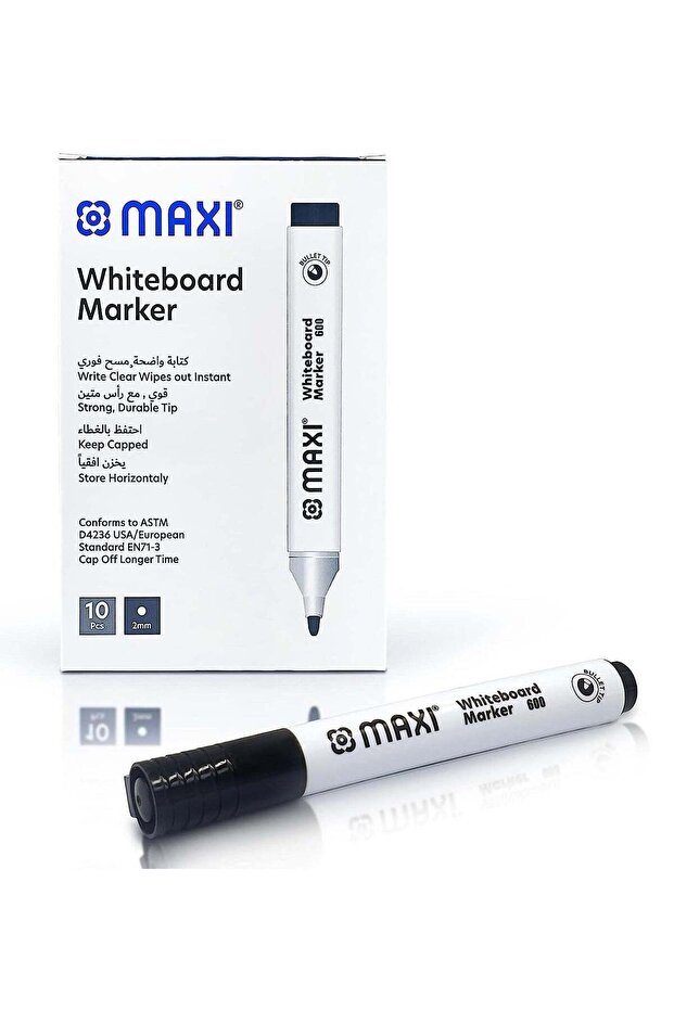 10-Piece Dry Erase White Board Markers Round Tip Black Ink