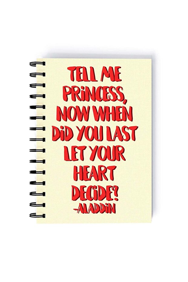 Aladdin Quote Printed Spiral A5 Notebook Beige/Red