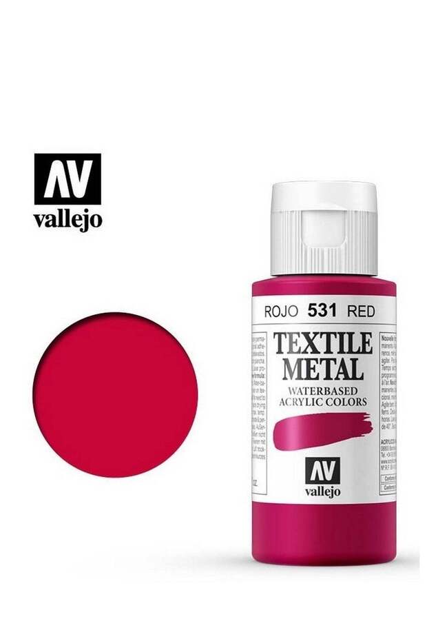 Textile Fabric Paint Red Metal 531 – 60ml Bottle Metallic Washable Finish