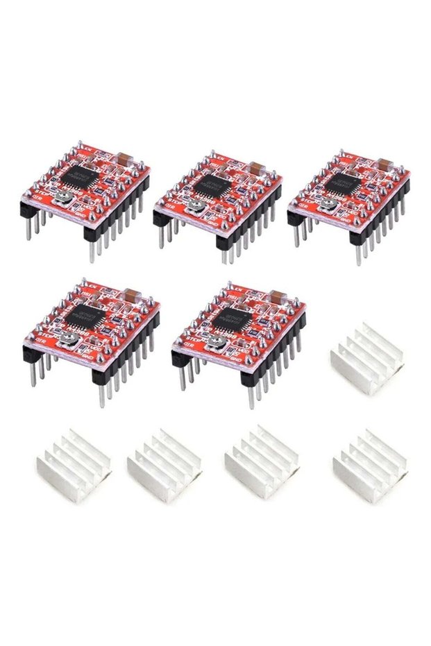 5 Pcs A4988 StepStick Motor Driver Module with Heat Sink for Arduino/RepRap