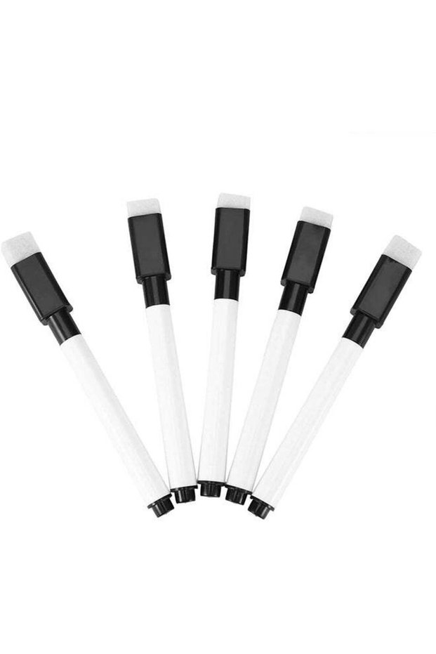 5-Piece Magnetic Whiteboard Erasable Markers Black/White