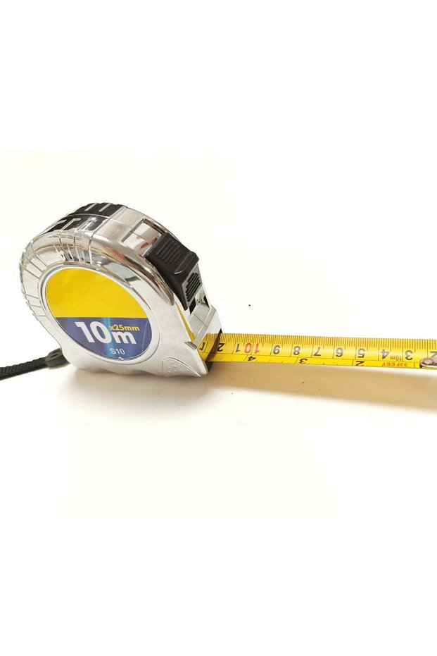Tape Measure 10m Chrome-Plated ABS, Heavy Duty, Multi-Purpose Measuring Tape with Clear Fraction Ma