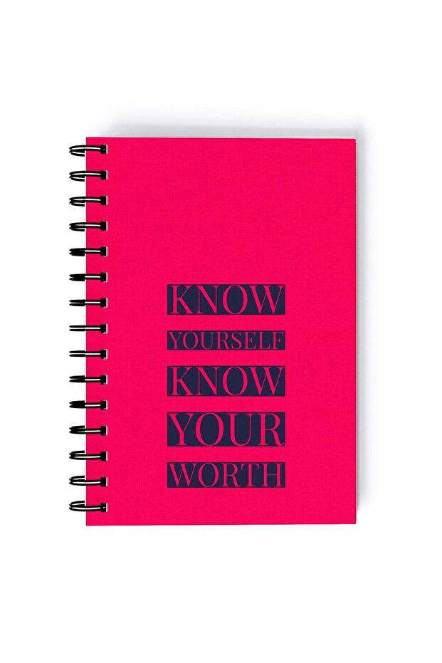 Spiral A5 Notebook Inspirational Quote Motivations Know your Worth Pink Aesthetics