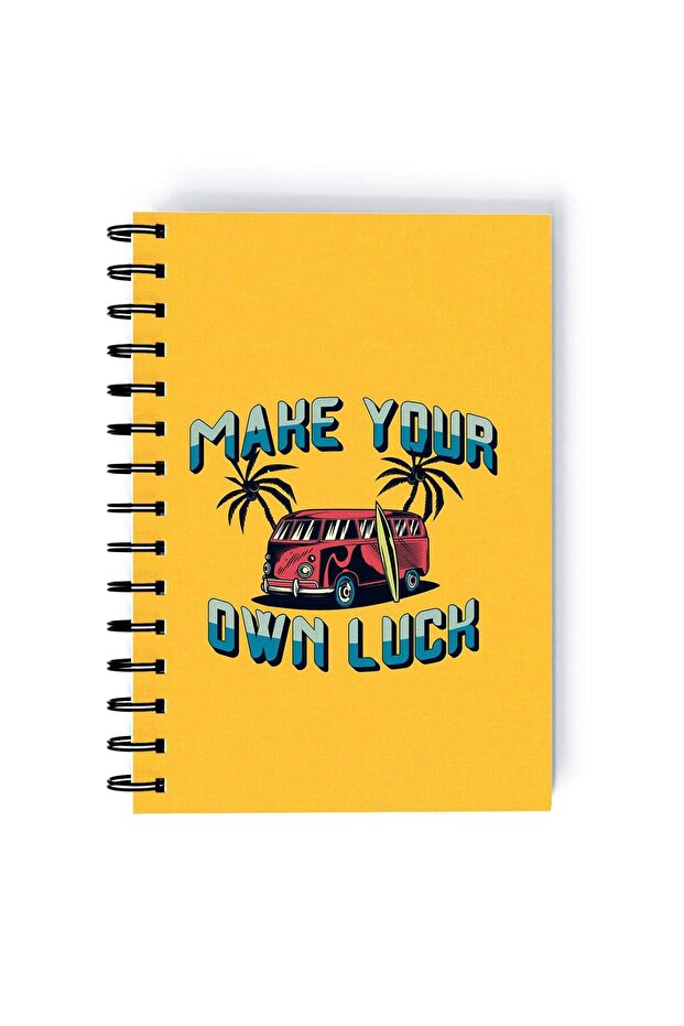 Spiral A5 Notebook Retro Pixel Art Make your Own Luck Surf Van