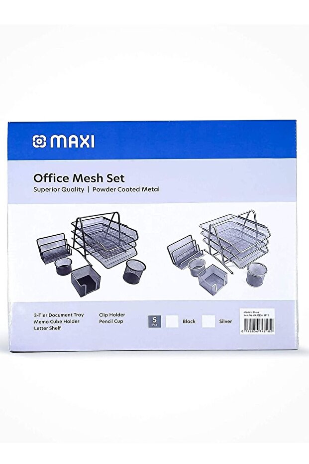 5-Piece Metal Mesh Executive Desk Organizer Black Color