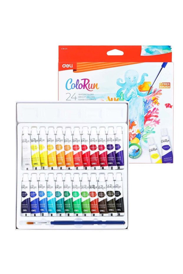 24-Piece Watercolour Tube Set 5ml Content With A Paint Brush