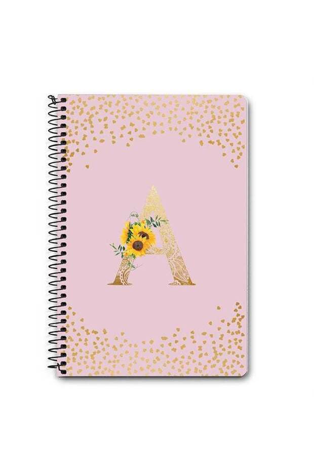 Designer A5 Spiral Notebook Memo Notepad Journal - Custom Monogram Initial Letter Mandala Floral Pa