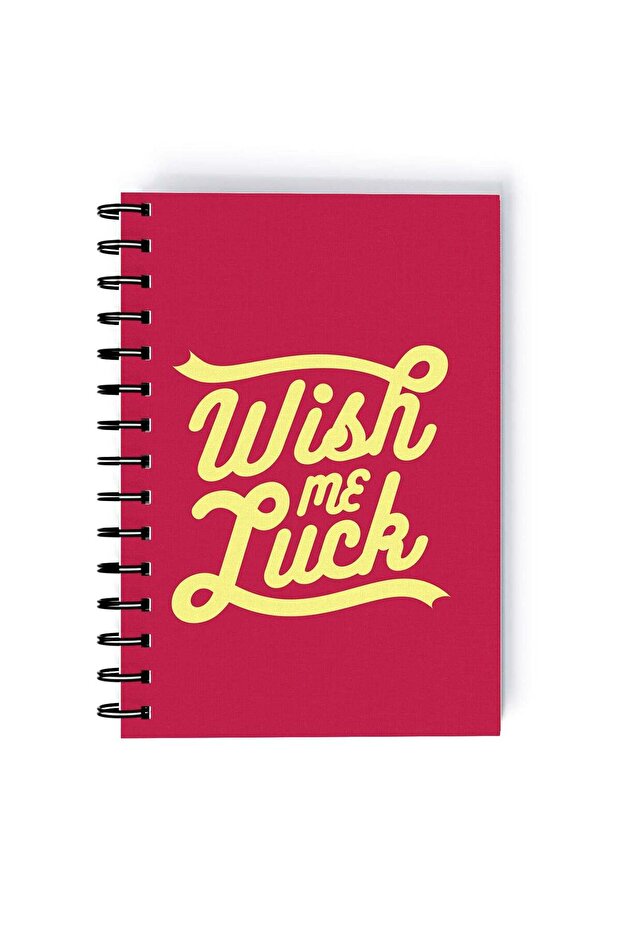 Wish Me Luck Design Rectangle Spiral A5 Notebook Red/Yellow