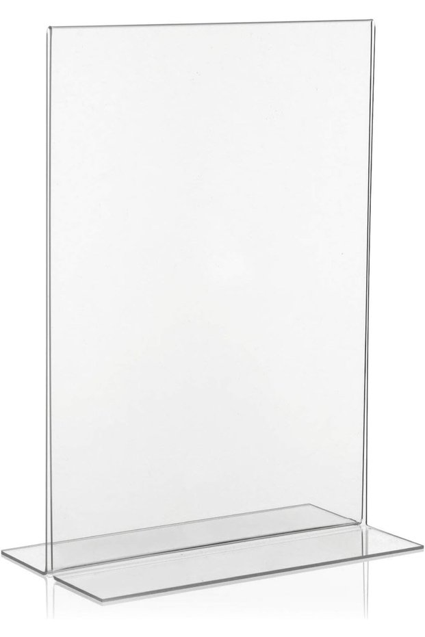 ARS Acrylic T Advertising Display Stand DIN A4 - Clear Tabletop Sign Holder for Menus, Posters, and