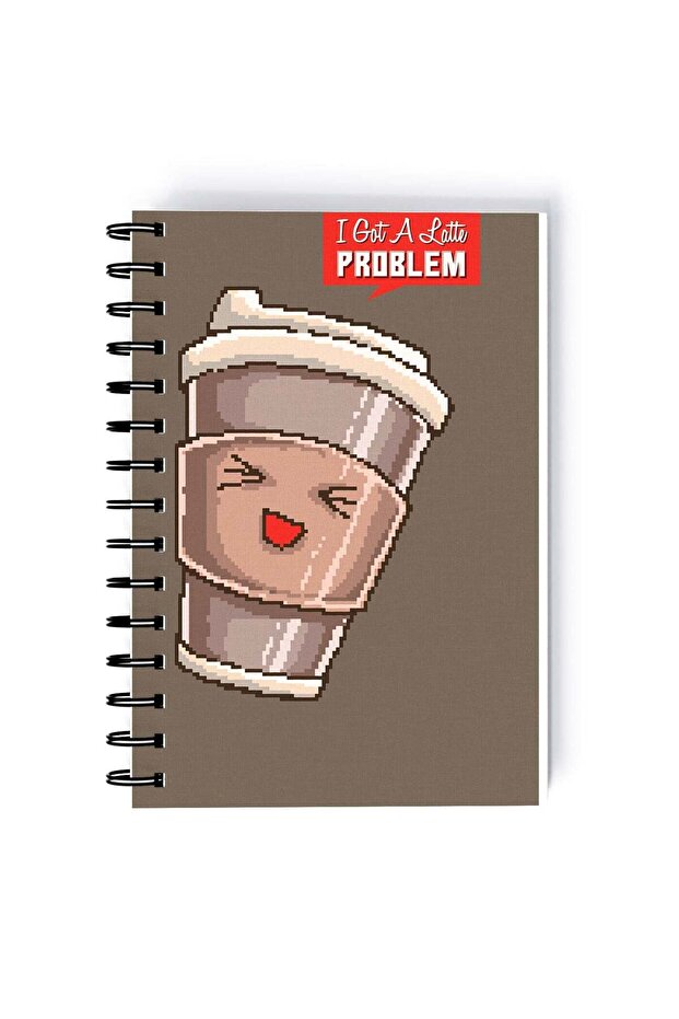 Spiral A5 Notebook Retro Pixel Art Coffee Brown