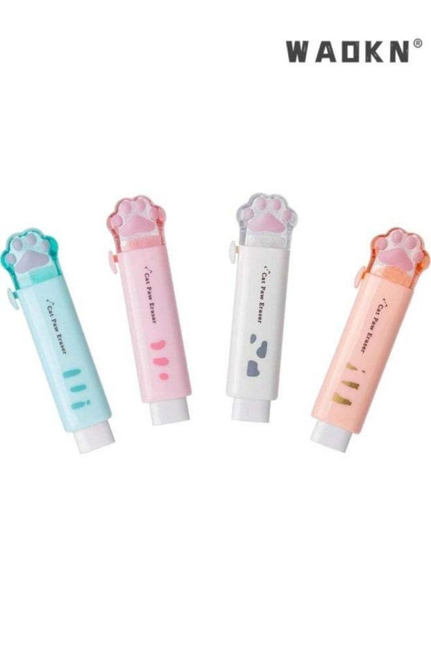 Retractable Pencil Eraser , 4PCS Push-Pull Rubber Eraser Traceless Useful Push-Pull Cat Paw Rubbing