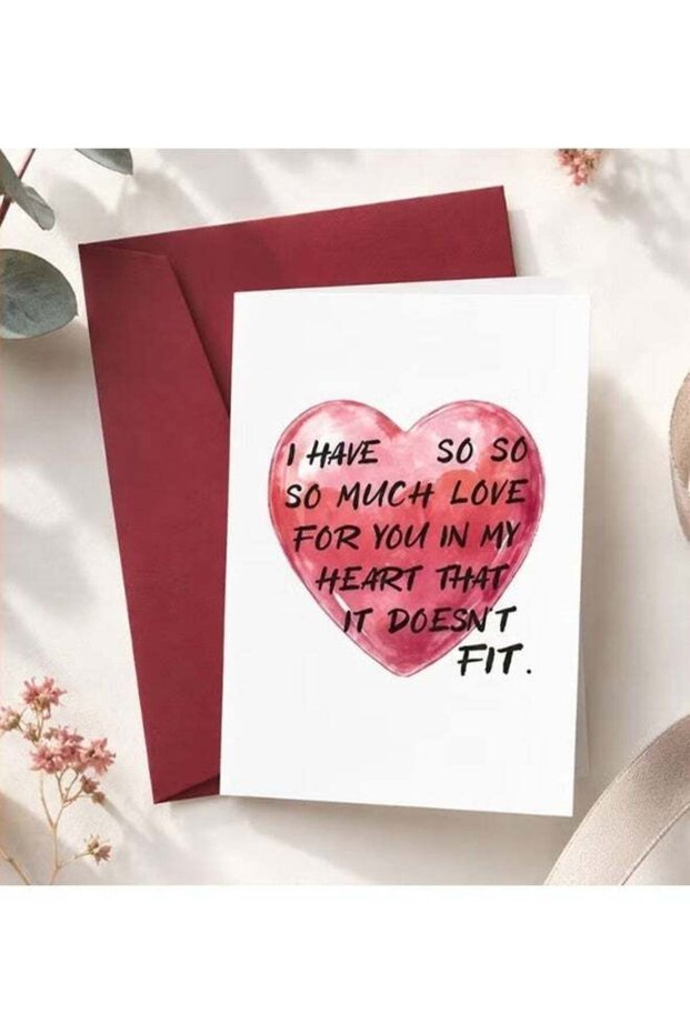 I Love You So Much” Greeting Card with Envelope, Funny & Cute Love Card for Him Her, Blank Inside f