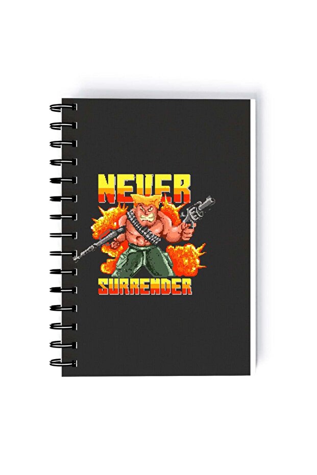 Spiral A5 Notebook Retro Pixel Art Never Surrender Rambo