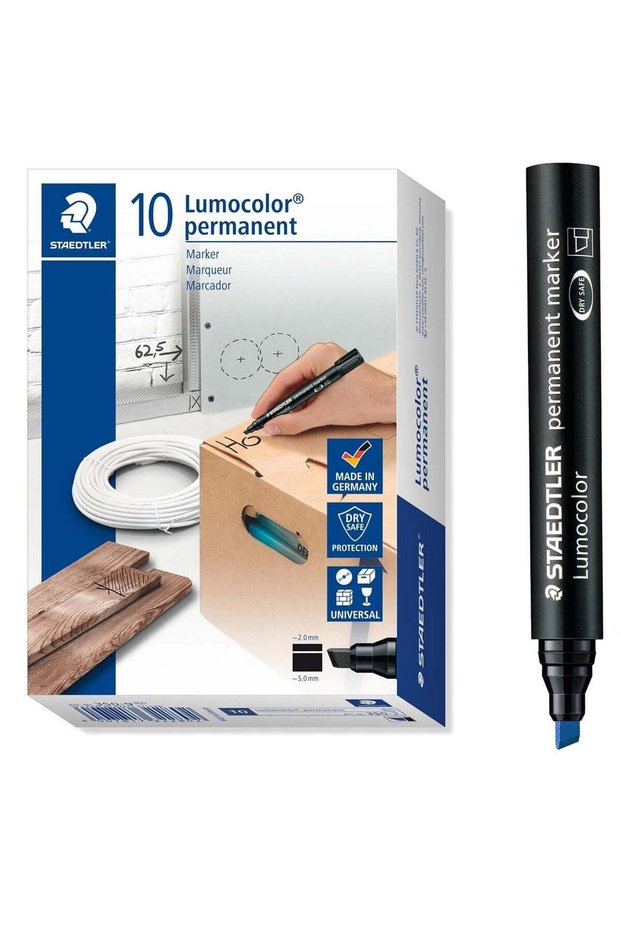 10-Piece Lumocolor Permanent Marker Chisel Tip Blue Ink