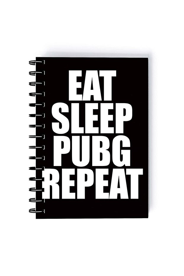 Spiral A5 Notebook PUBG For Gaming Fan Eat Sleep Repeat Black Orange