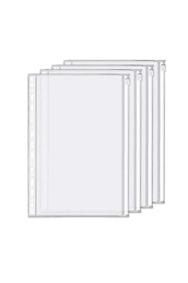 4 Pack B5 19 Holes Binder Zip Pockets Plastic Binder Zipper Folders Waterproof 19 Holes Zipper Loos