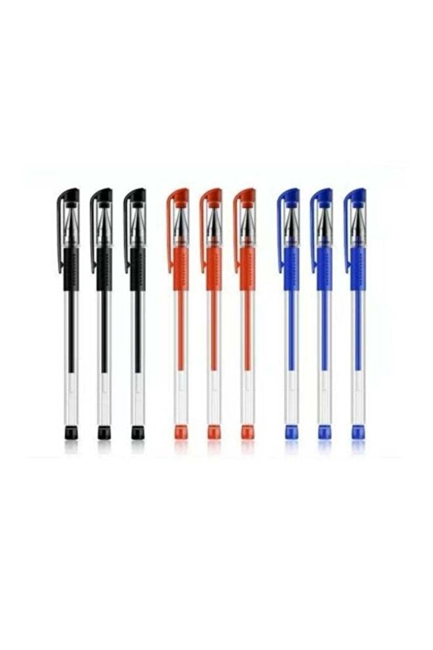 9 Pack Black Red Blue Ink Ballpoint Pen 0.5mm Gel Pen