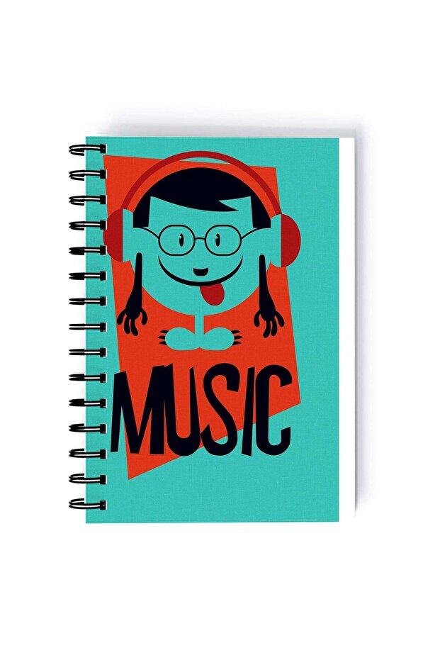 Music Funny Print Rectangle Spiral A5 Notebook Multicolour