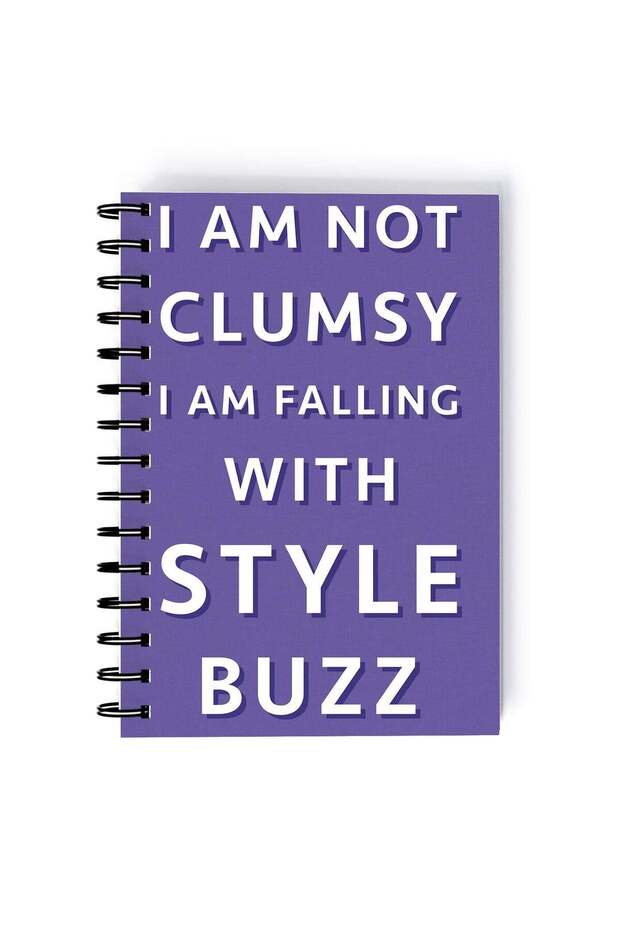 Buzz Clumsy Printed Spiral A5 Notebook Purple/White