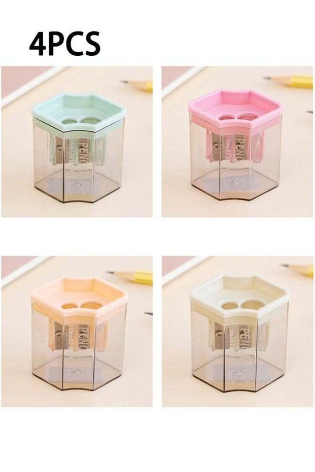 Pencil Sharpeners Manual, 4 Pack, Dual Hole, Colorful Handheld Pencil Sharpener, Compatible with St
