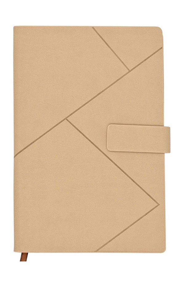 A5 Journal Notebook PU Leather Hardcover Diary Lined with Pocket & Pen Holder, Classic Square Magne