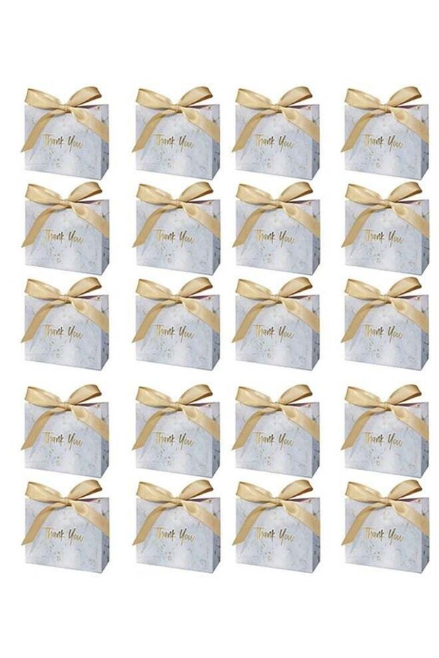 20 PCS 'Thank You' Gift Bags Boxes, Marble Pattern Party Favor Bags with Gold Bow Ribbon, Paper Gif