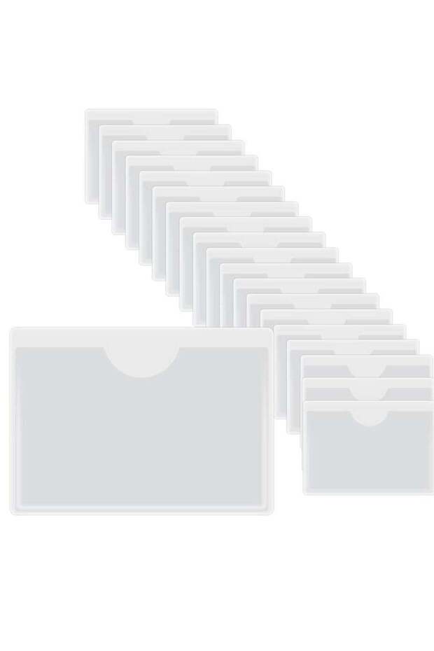 Waterproof Adhesive Plastic Card Sleeves 20 Pack Clear Pocket Holders for Home Office School Travel