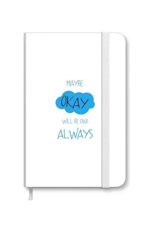 Designer A5 Thick Hardcover Notebook - Maybe Okay White/Blue