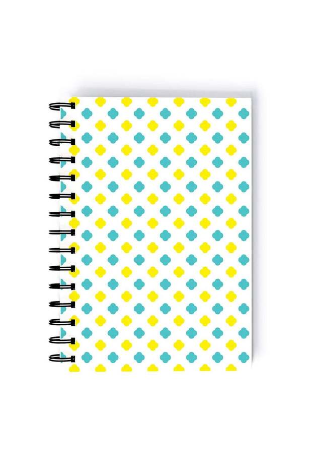 Spiral A5 Notebook Arabic Pattern Blue and Yellow Aesthetics