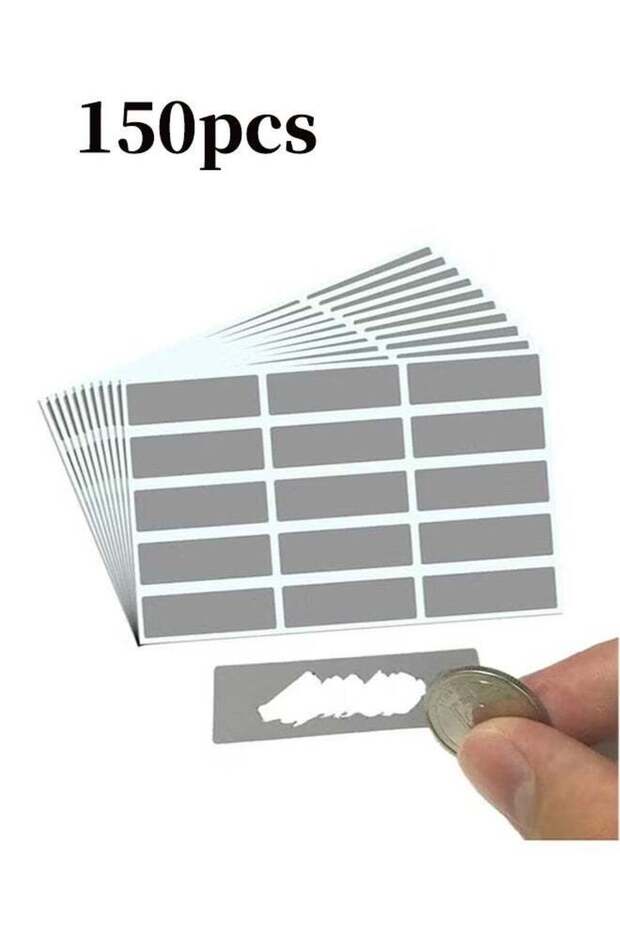 150PCS(10Sheets) Scratch Off Stickers Labels - Rectangle, Gray, 48mm x 15mm Self-Adhesive Easy to P