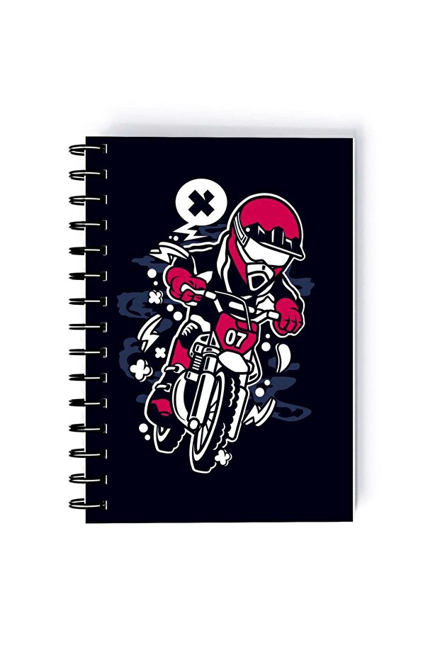 Bike Rider Rectangle Spiral A5 Notebook Multicolour