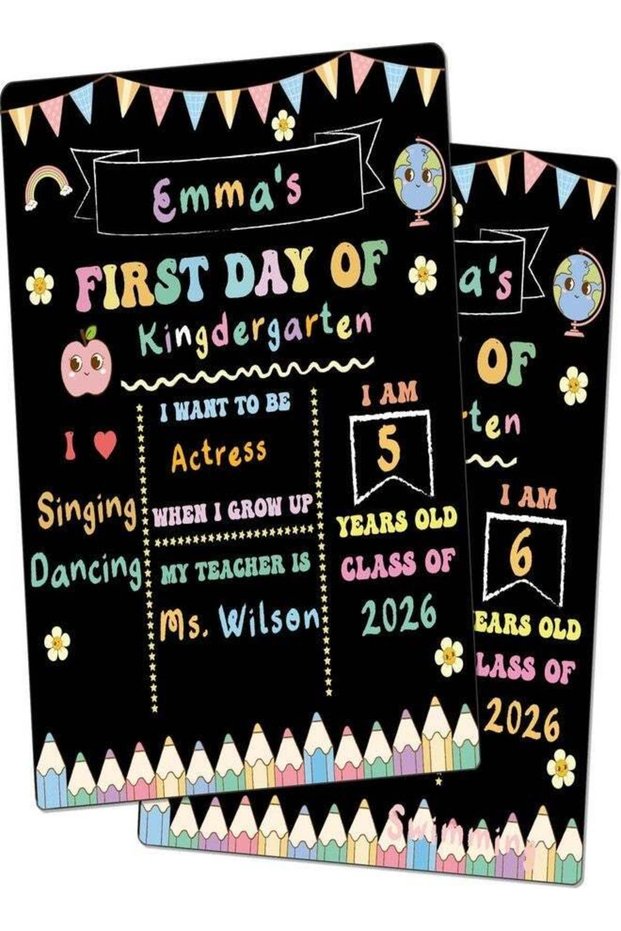 First and Last Day of School Sign Board Double Sided 1st Back to School Supplies 10"x12" for Kids P
