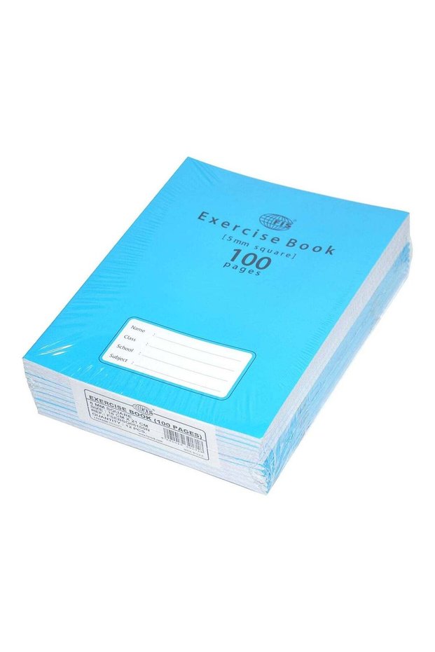 Exercise Book, Size 165x210mm, 50 Sheets, 100 Pages, 5mm Square Lines Ruling with Left Margin, Pack
