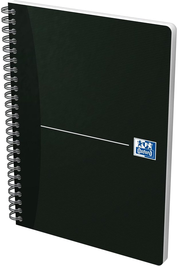 Oxford Office Essentials A5 Black Notebook – Soft Card, Twin-Wire, Ruled, 180 Pages, SCRIBZEE Compa