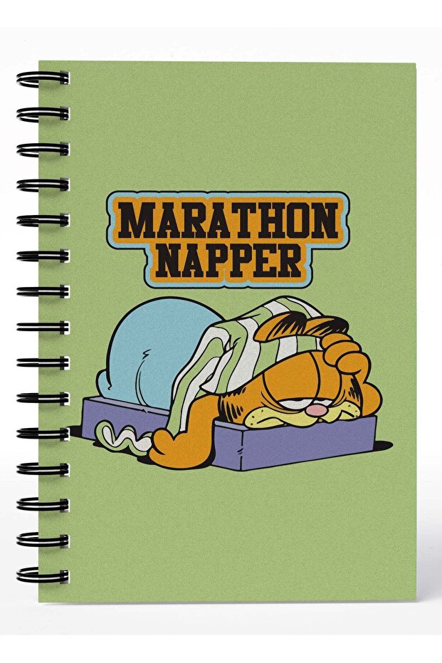Wirebound Spiral Notebook Napping Lazy Garfield Marathon Napper Lined Writing Journal
