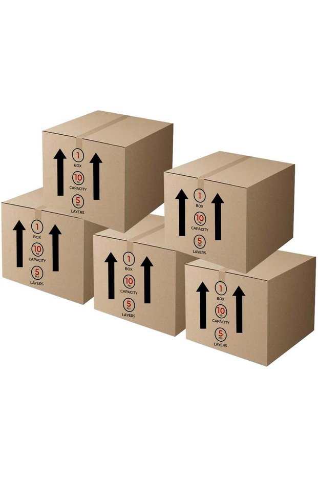 GINI Carton 5‑Ply Heavy‑Duty Corrugated Box 35X35X20 Pack of 5