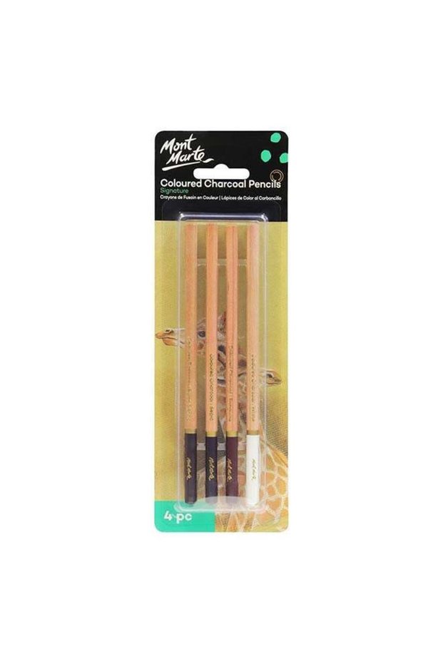 4-Piece Coloured Charcoal Pencil Multicolour