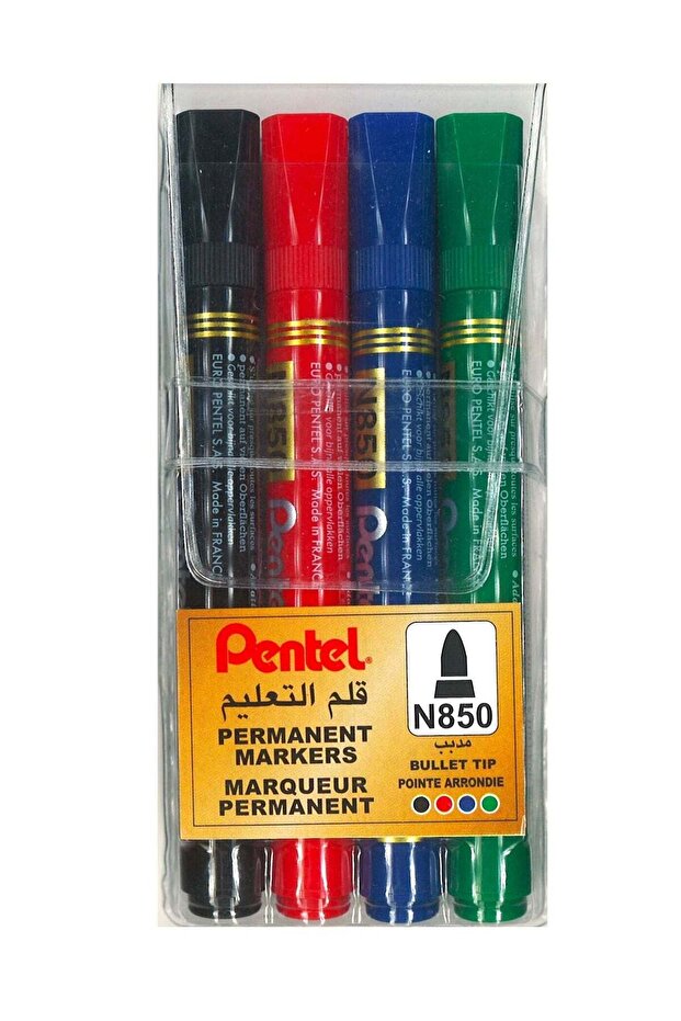 4-Piece Permanent Marker Bullet Tip Multicolour