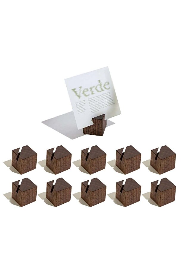Black Walnut Wooden Card Holder Stand, 3cm Cube, Set of 10, with 1mm Diagonal Slot for Business Car