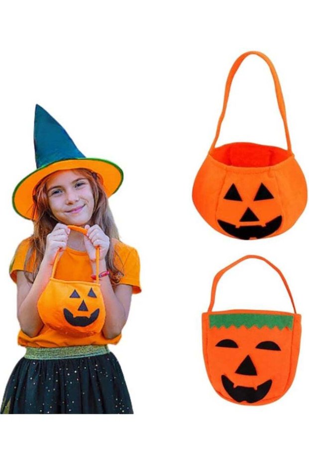 2 Pack Pumpkin Candy Bags, Non-Woven Gift Bags for Kids Trick or Treat Bags, Treat Bags, Candy Buck