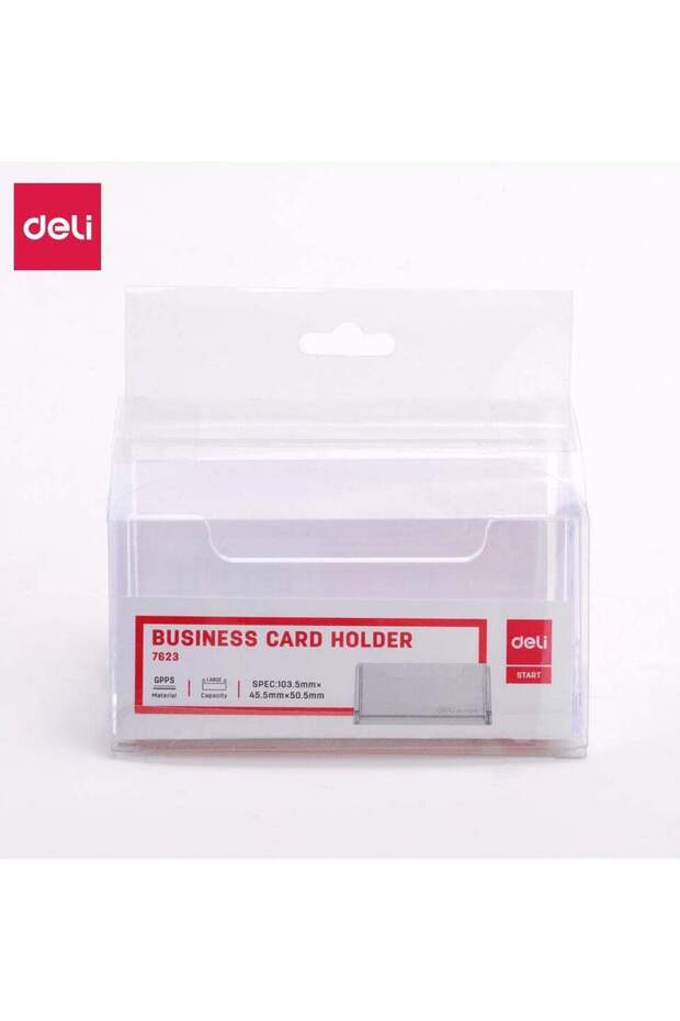 Deli E7623 Business Card Holder – Transparent GPPS – ideal for organizing and displaying business c