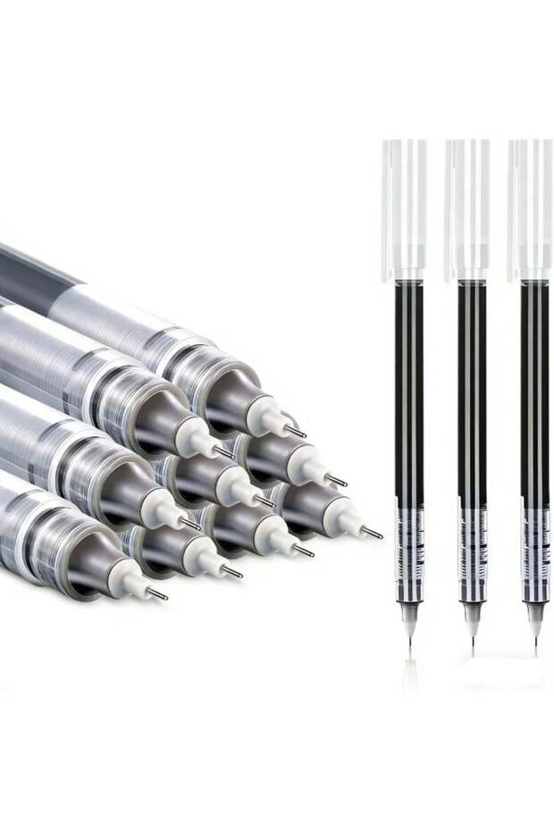 12 Pieces Rolling Ball Pens, Quick Dry Ink 0.5 mm Extra Fine Point Pens Liquid Ink Pen Rollerball