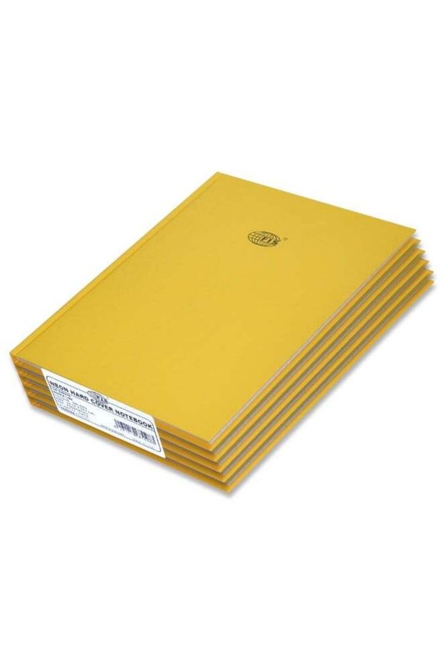 Neon Hard Cover Notebook Single Line A4, 100-Sheets, Gold 5-Piece - FSNBA4N200