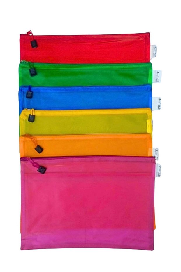 A4 Zipper File Bags, Zippered Waterproof Pouch Plastic Zip Document Filing Folder Multicolors