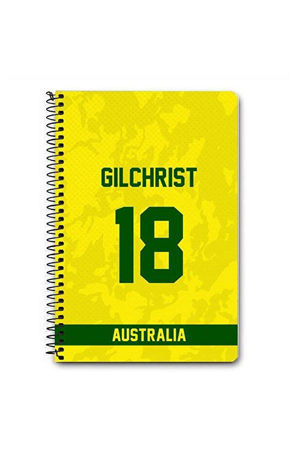 Designer A5 Spiral Notebook Memo Notepad Journal Player - Adam Gilchrist, Jersey Number -18
