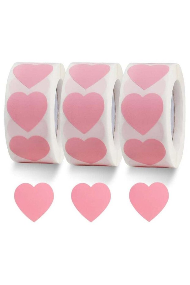 1500 Labels Pink Heart Stickers 1 inch Heart Coding Shape Paper Labels for Wedding Anniversaries In