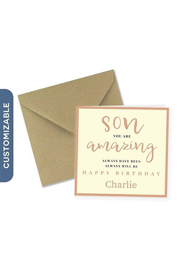 Son you are Amazing Personalised Happy Birthday Greeting Card