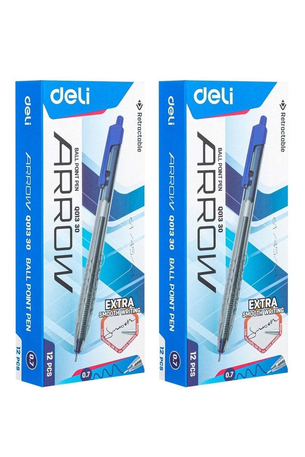 24-Piece Arrow Retractable Ballpoint Pen Set 0.7mm Tip Blue Ink
