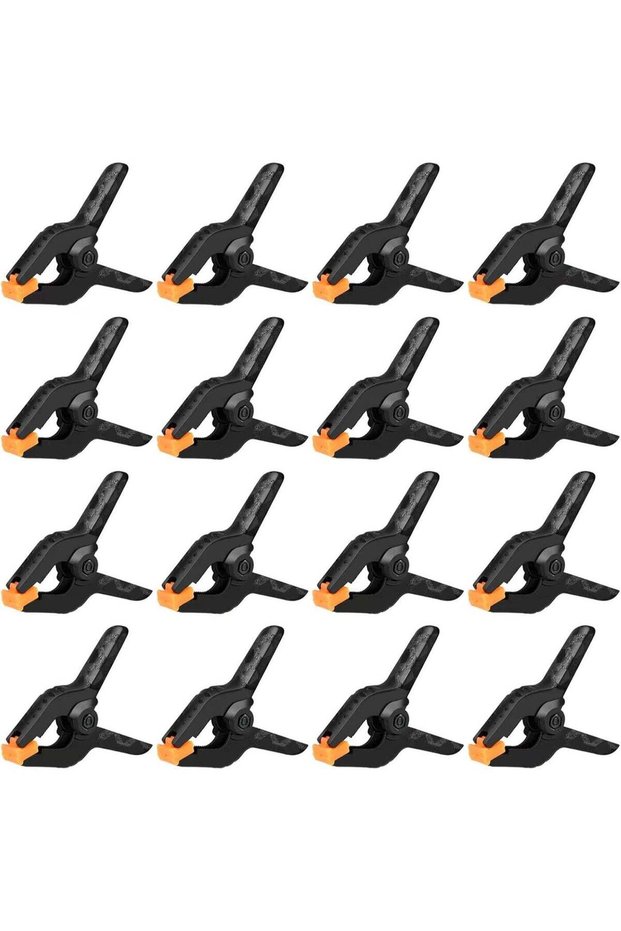 Small Spring Clips Backdrop Clamps - 16 Pack 3.5" Black Spring Plastic Clamps for Backdrop Stand, H