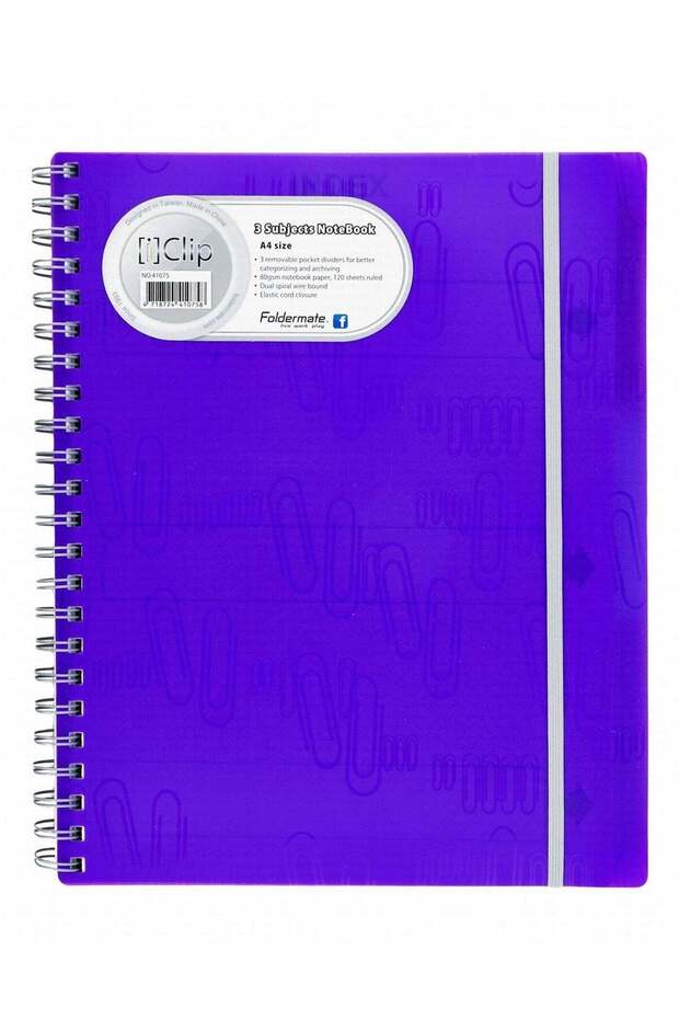 A4 Size Spiral Subject Notebook With Elastic Closure Dark Blue Cover